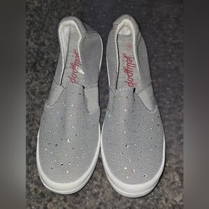 Jellypop Silver Slip-On Sneakers with Sparkling Rhinestones